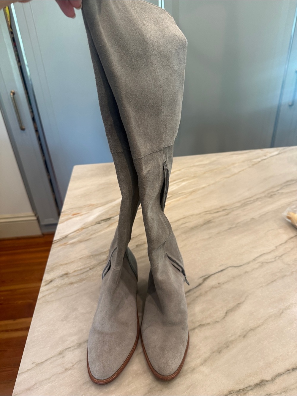 Gray Suede Knee-High Women's Boots 8.5
